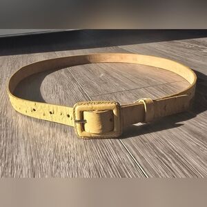 Talbots Italian Leather Belt Tan Ostrich Embossed Quiet Luxury Old Money L